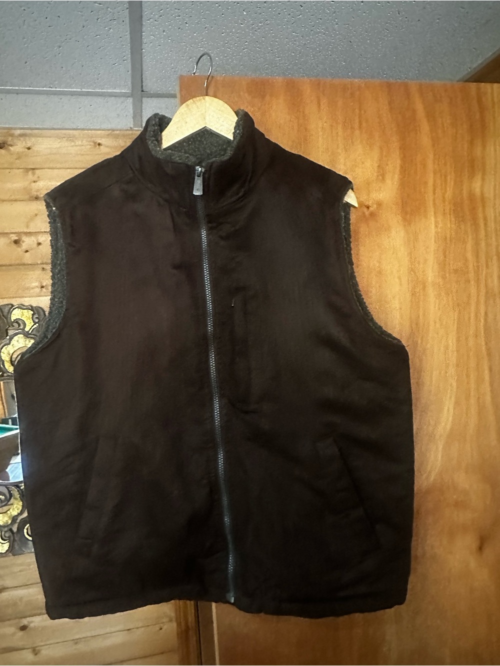 RAINFOREST Nubuck Sherpa Lined Micro Suede Vest Timber Brown M - Picture 7 of 11